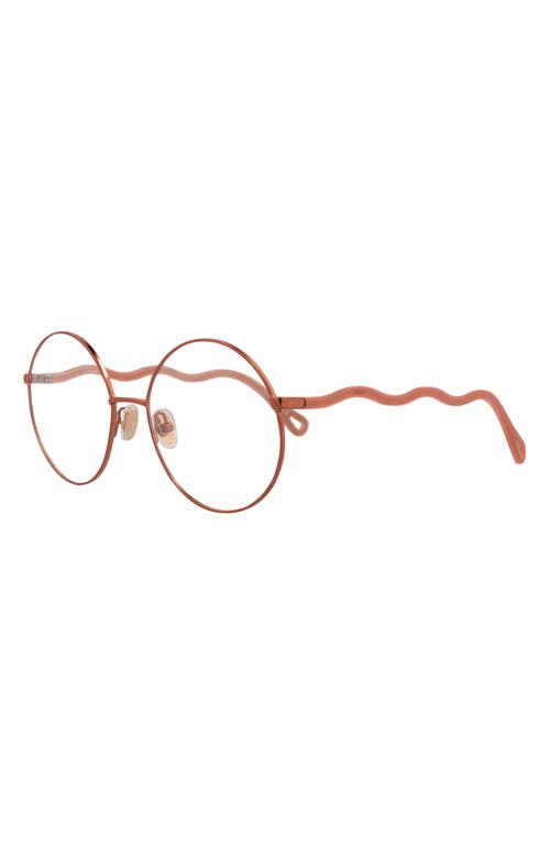 Chloé Core 53mm Round Optical Glasses In Brown Pink Transparent