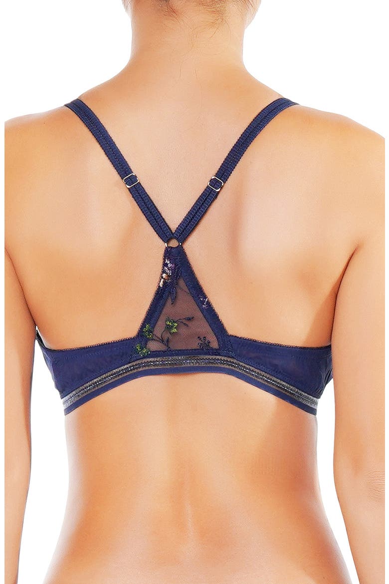 Insouciante Embroidered Mesh Bra, Alternate, color, MARINE