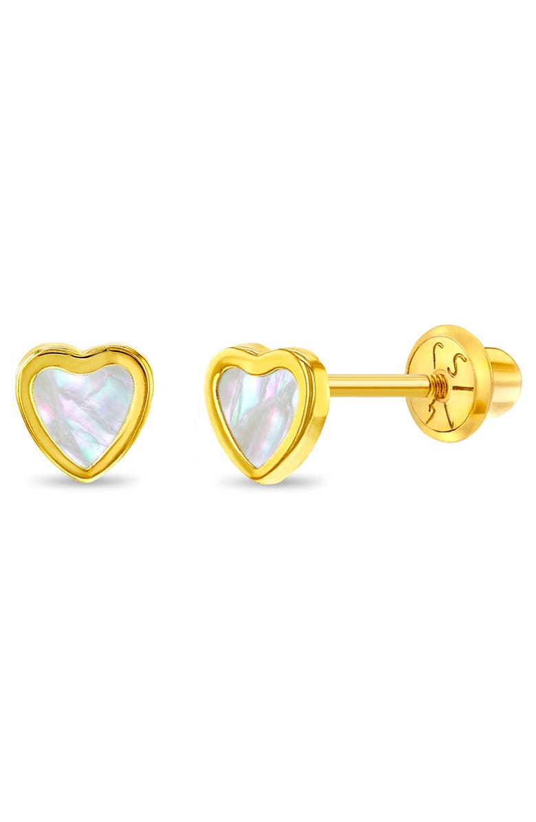 In Season Jewelry 14k Mother of Pearl Heart Earrings, Main, color, White