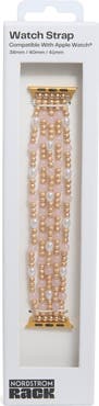 NORDSTROM RACK Bead & Faux Pearl Apple Watch® Watchband