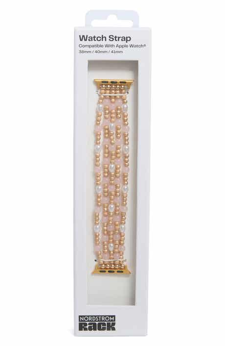 NORDSTROM RACK Bead & Faux Pearl Apple Watch® Watchband
