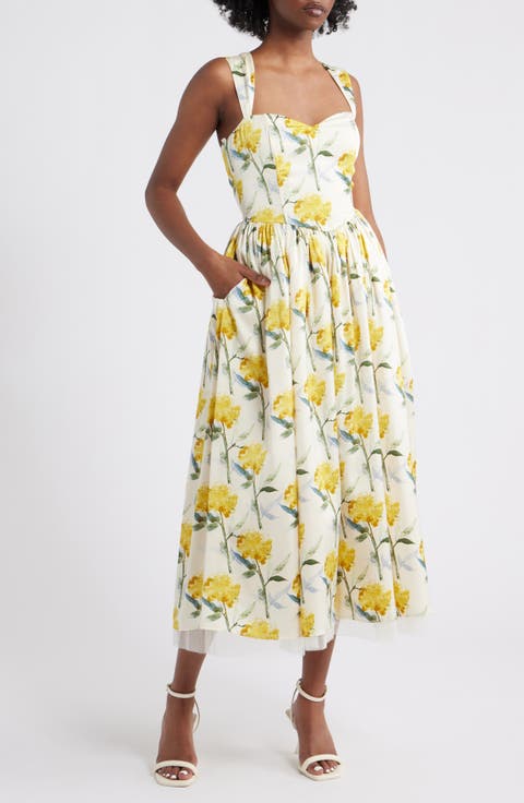 Nadia Floral Satin Midi Dress