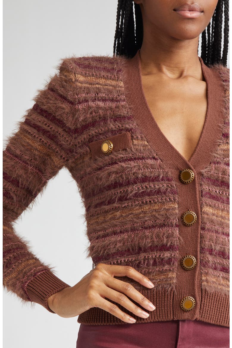 Ariadne Mix Stitch Cardigan, Alternate, color, NATURAL/ MAUVE MULTI