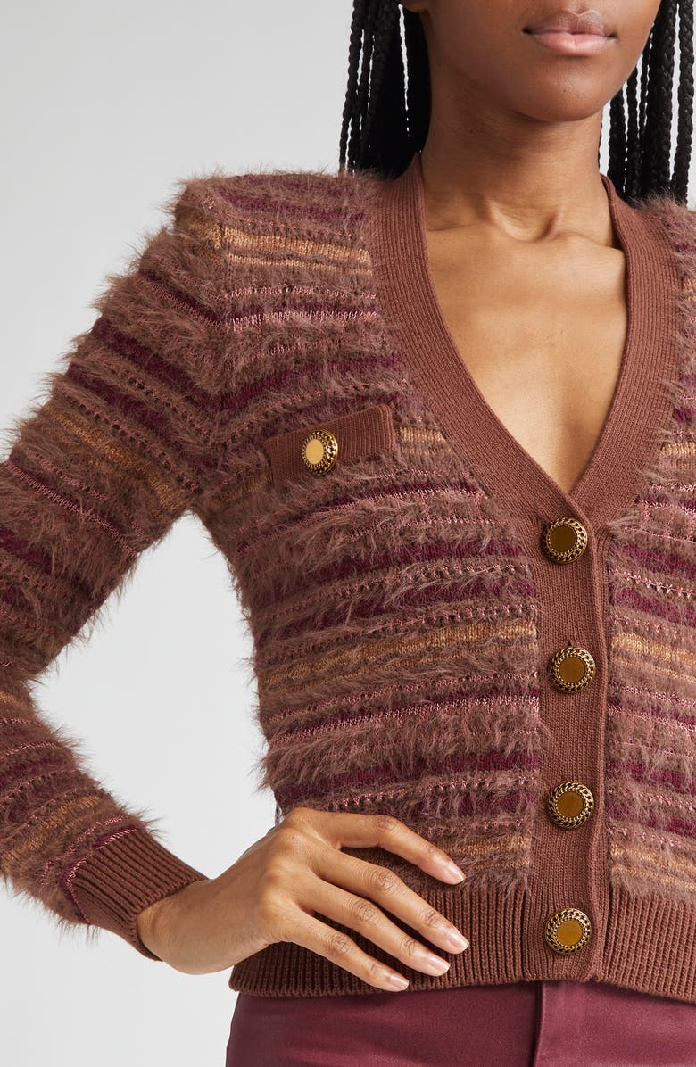 L'AGENCE Ariadne Mix Stitch Cardigan, Alternate, color, Natural/ Mauve Multi
