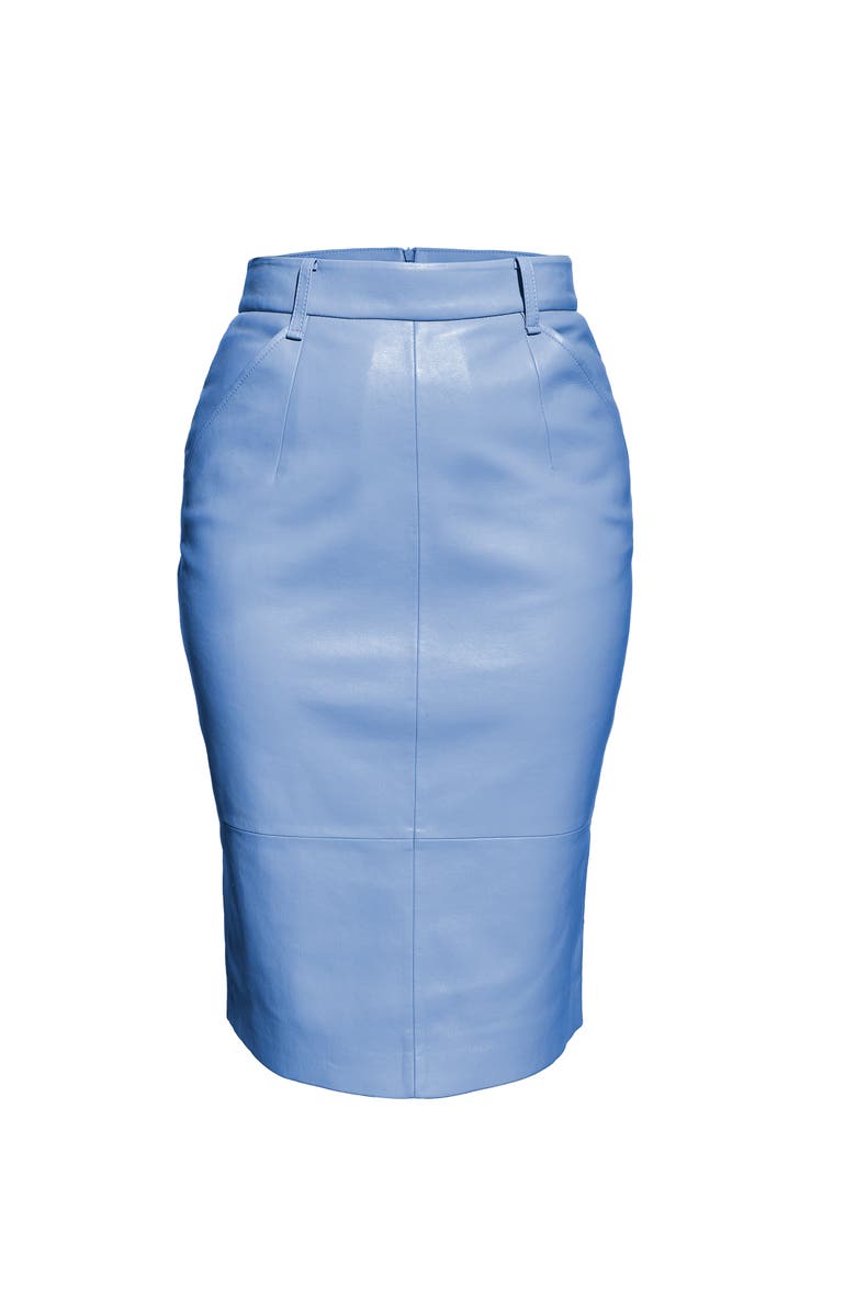 AS by DF Becca Recycled Leather Skirt, Alternate, color, Powder Blue