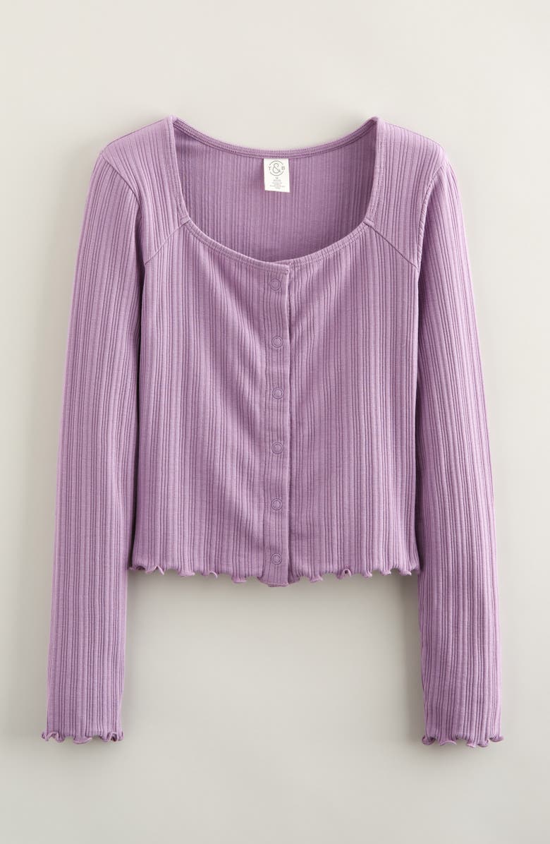 Treasure & Bond Kids' Snap Front Cotton Top, Main, color, Purple Wave