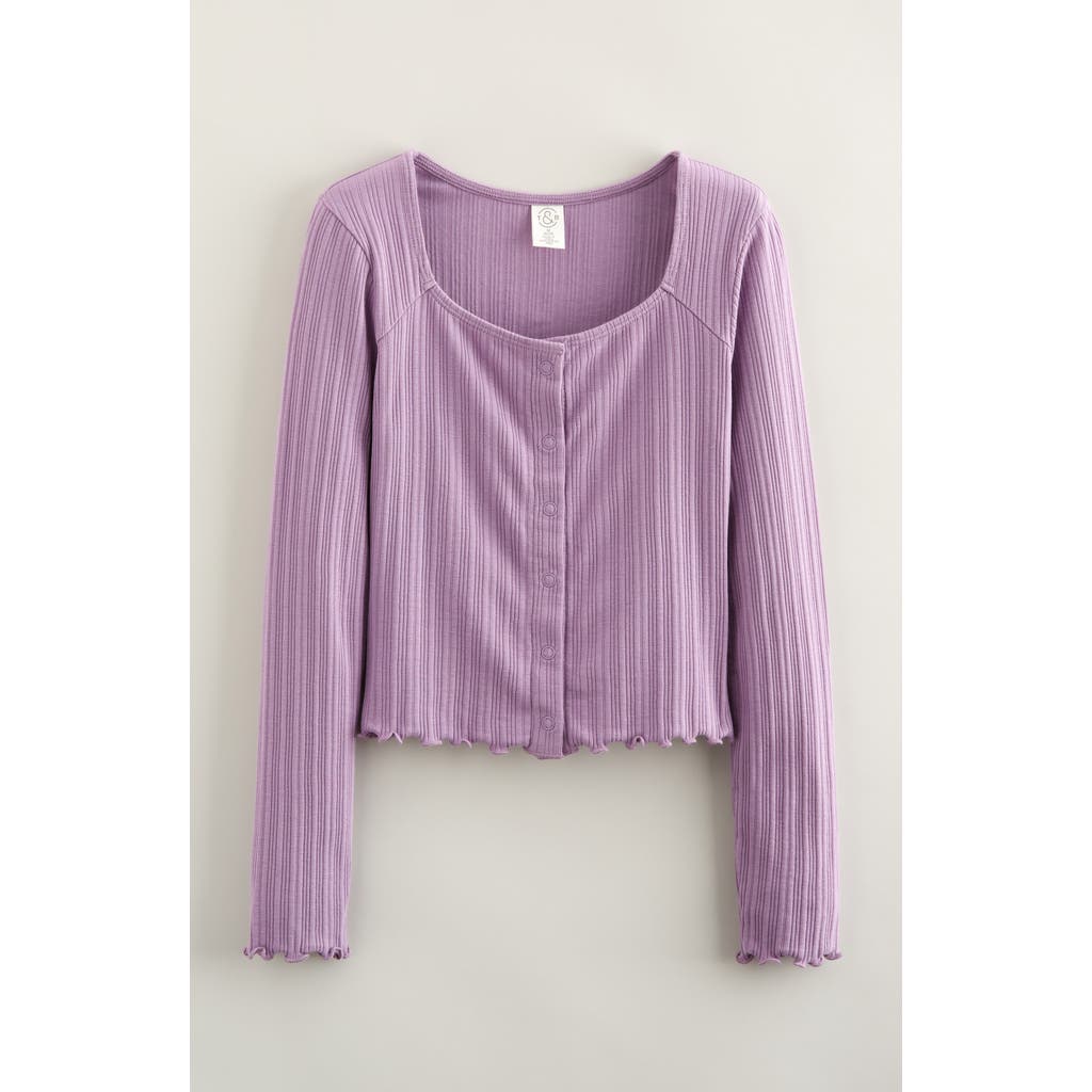 Treasure & Bond Kids' Snap Front Cotton Top In Purple