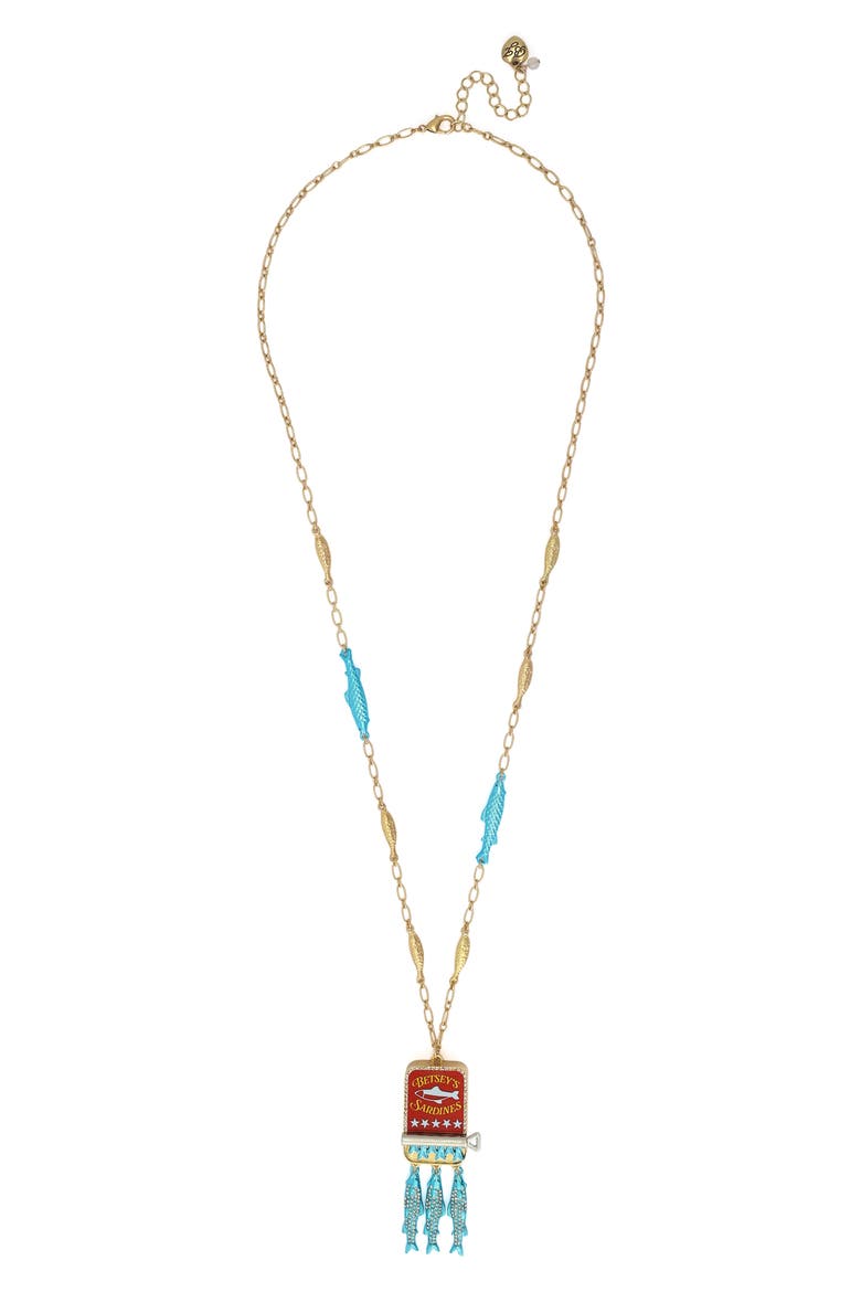 Sardines Pendant Necklace, Main, color, BLUE