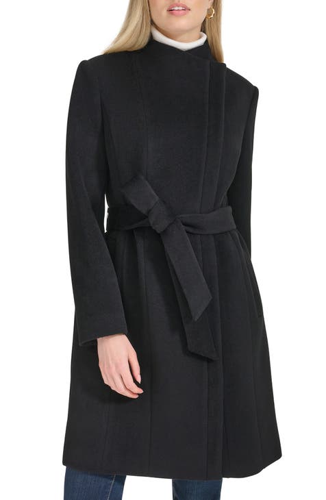 Nap Savannah Wrap Over Wool online Coat - Black - Sz Small