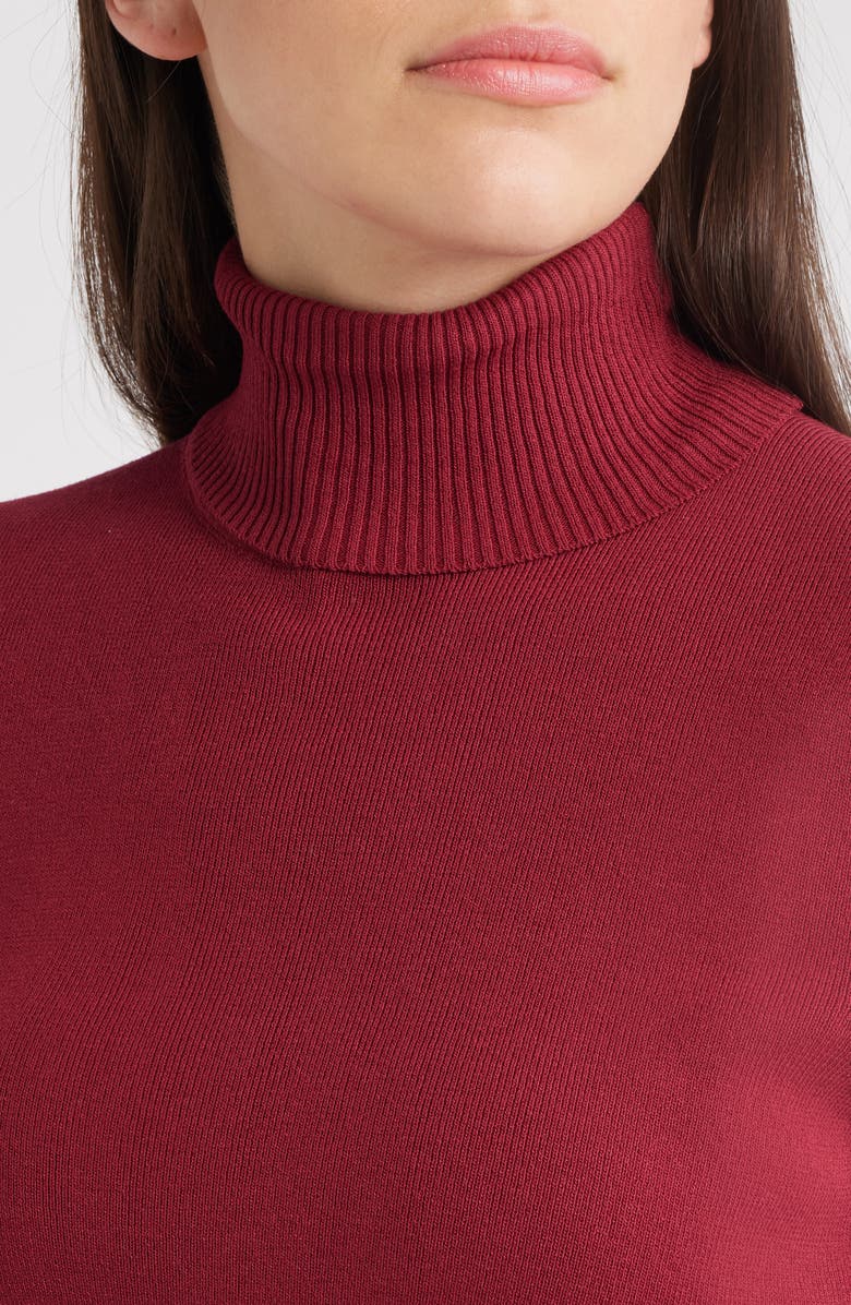 Anne Klein Short Sleeve Turtleneck Sweater, Alternate, color, Red Ruby