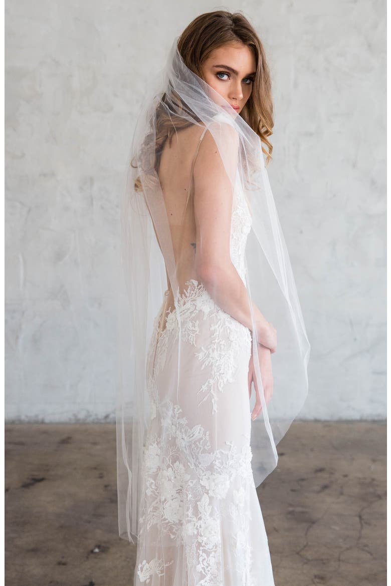 Charlie Tulle Knee Length Veil, Alternate, color, IVORY