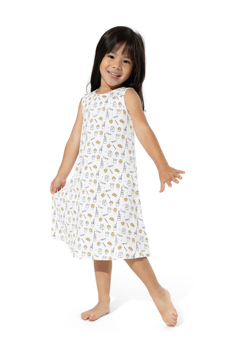 Kids' Milk & Cookies White Sleeveless Dress, Alternate, color, Milk & Cookies
