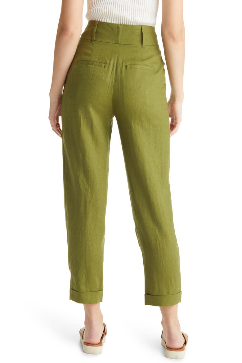 Turn-Up Cuff Linen Trousers, Alternate, color, PEA GREEN