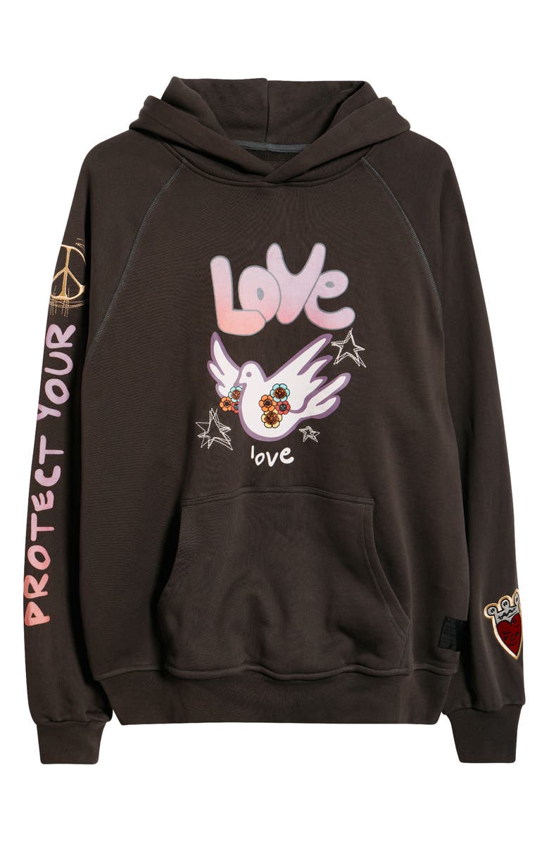 VIC GARCIA WORLD Sweet Bird Graphic Cotton Pullover Hoodie, Alternate, color, Coffee