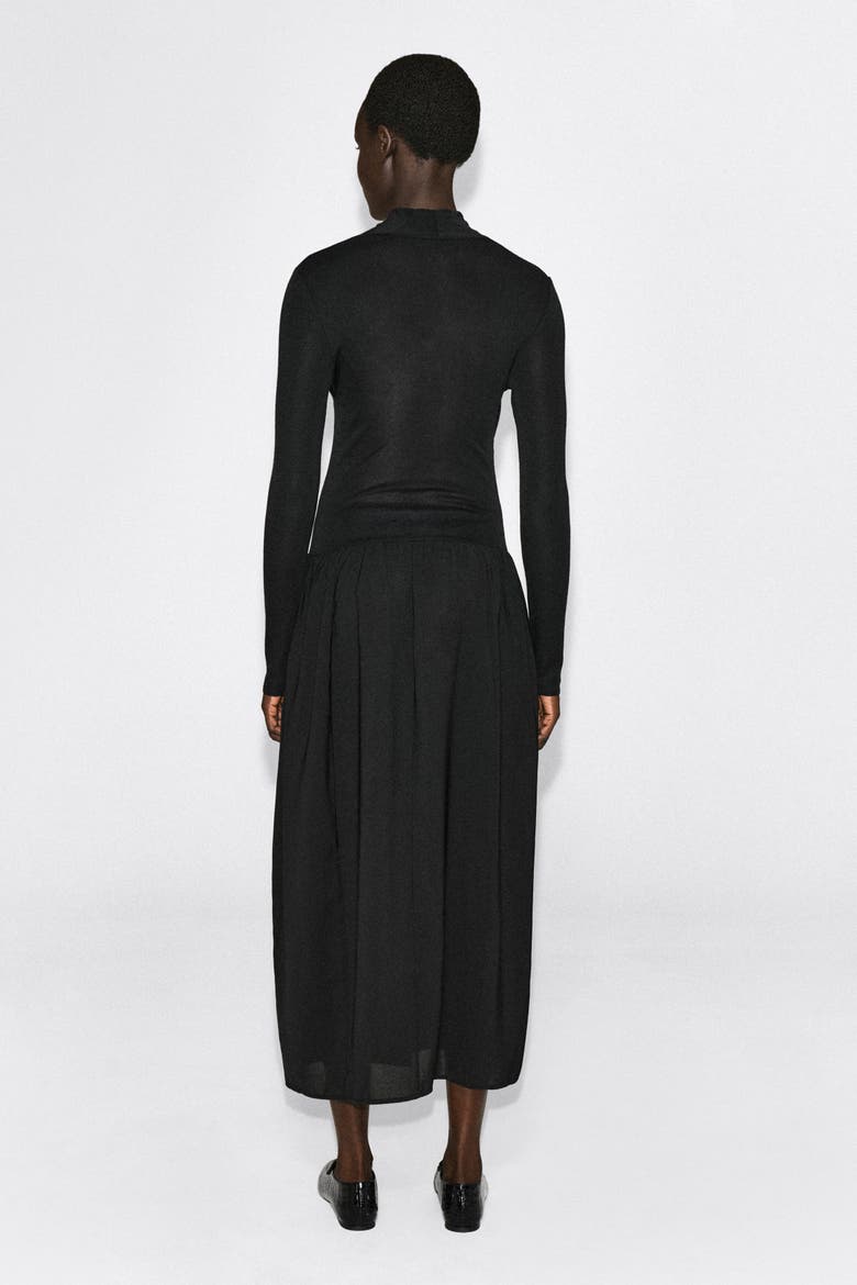 Contrast-panel Wrap-over Dress, Alternate, color, BLACK