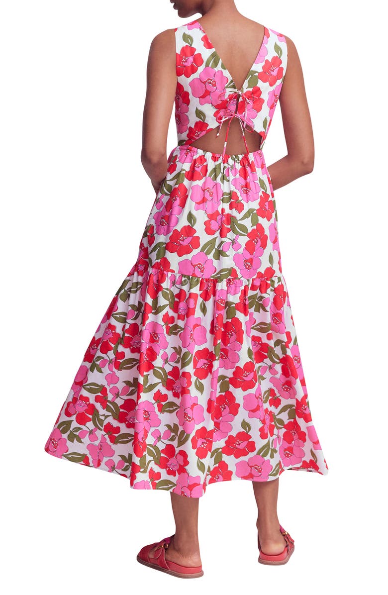 Boden Floral Print Poplin Midi Dress, Alternate, color, Pink Radiant Bloom