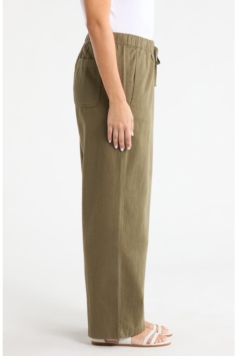 Organic Cotton & Organic Linen Straight Leg Drawstring Pants, Alternate, color, OLIVE