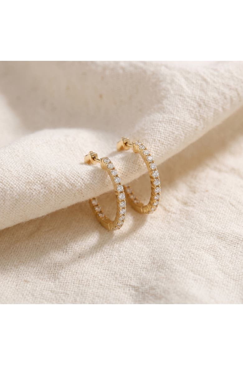 1 Ct Diamond Inside Outside Hoops Lab Grown Earrings Gold 1"Tall, Alternate, color, 10k Yellow Gold
