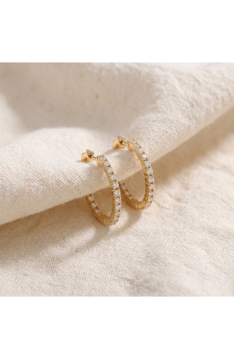 Bliss Diamond 1 Ct Diamond Inside Outside Hoops Lab Grown Earrings Gold 1"Tall, Alternate, color, 10K Yellow Gold