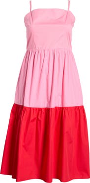 SUGARLIPS Rebekah Colorblock Cotton Midi Dress