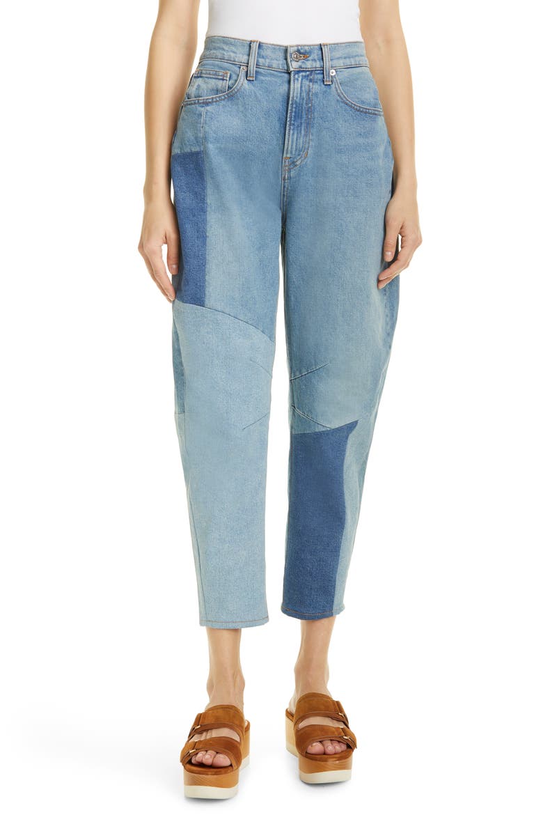 Charlie Colorblock Crop Barrel Jeans, Main, color, LAVA STONE