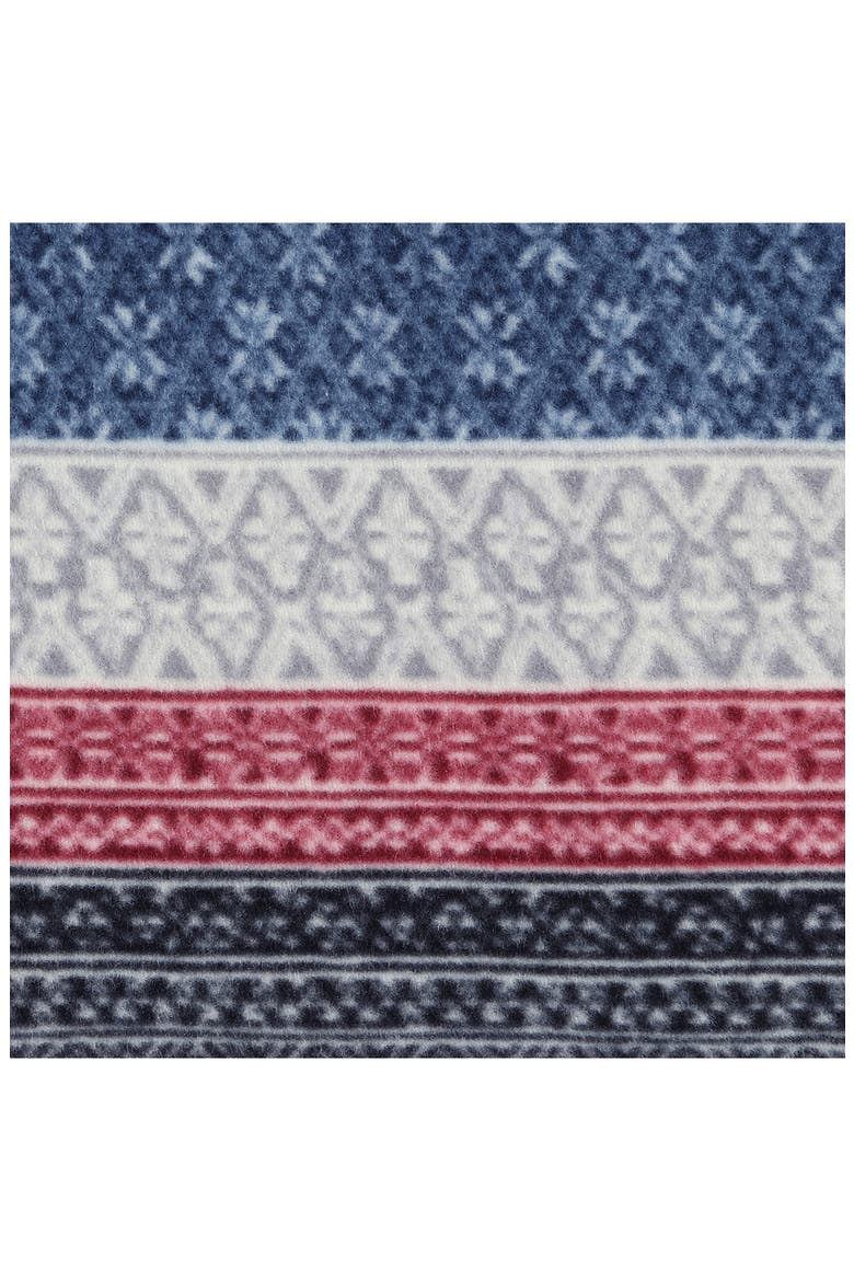 Fair Isle Plaid Faux Shearling Throw Blanket, Alternate, color, MIDNIGHT