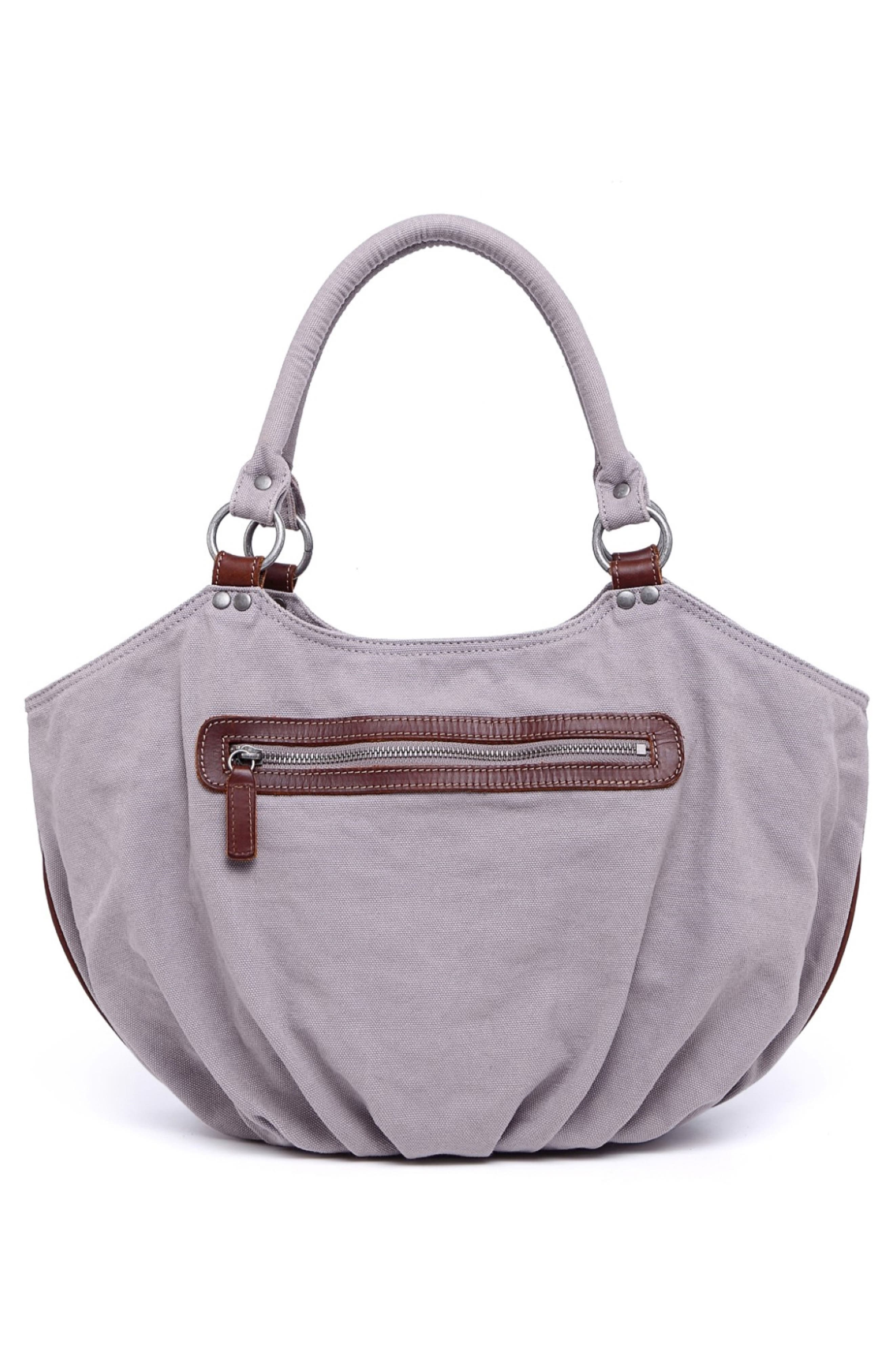 Bold Lotus Leather Trim Hobo, Alternate, color, GREY