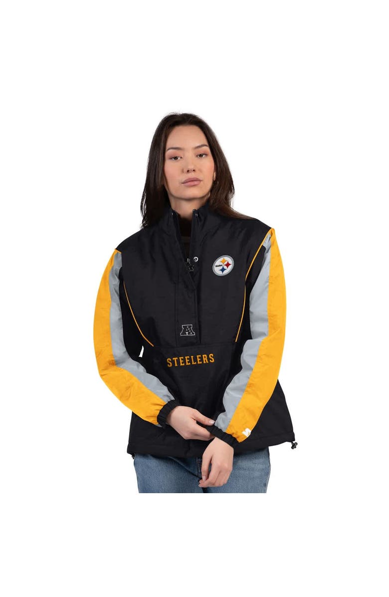 STARTER Women's Starter Black/Gold Pittsburgh Steelers Thursday Night Gridiron Half-Zip Jacket, Main, color, Black