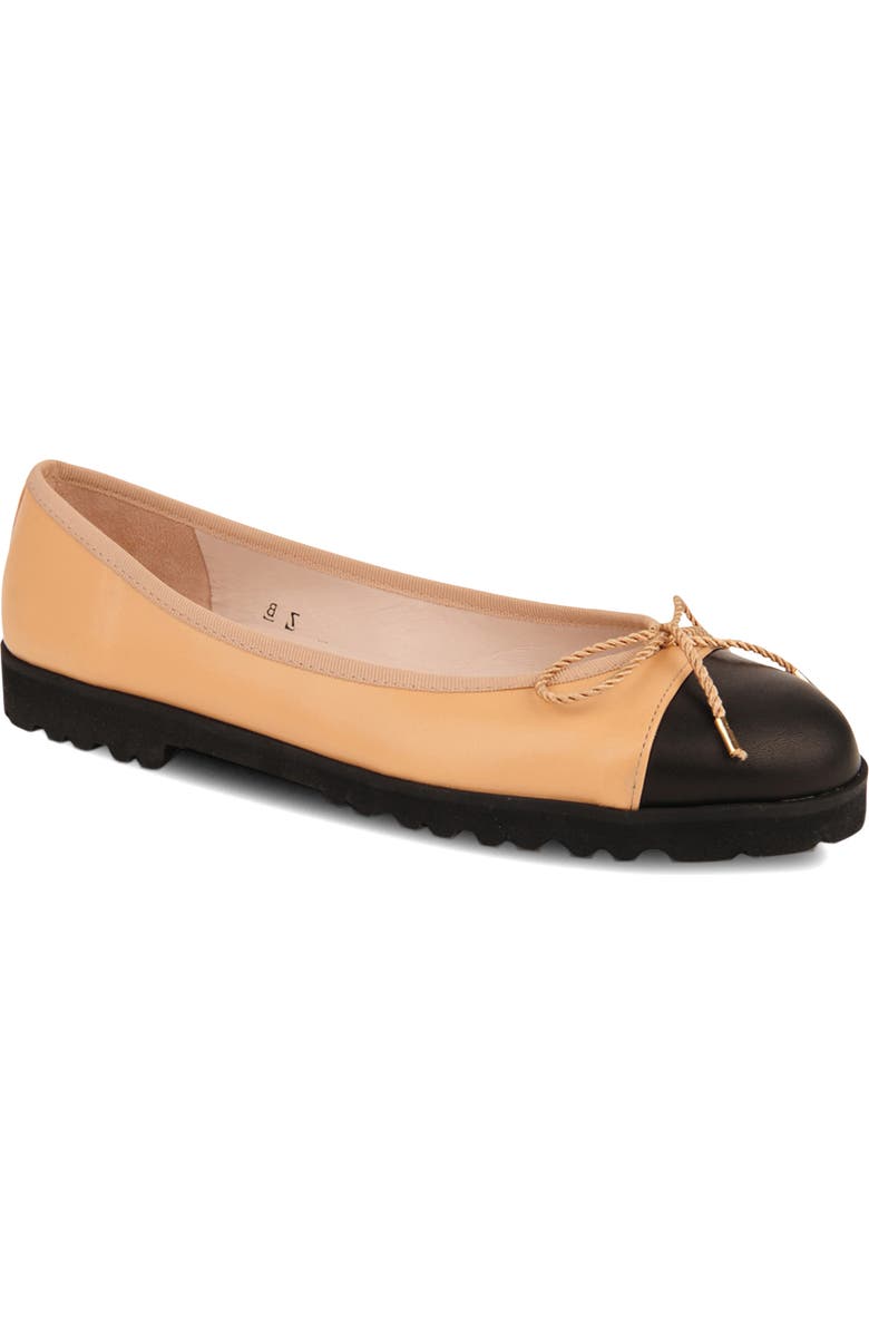 PAUL MAYER Bravo Lug Sole Ballet, Main, color, Black/ Beige Nappa Leather
