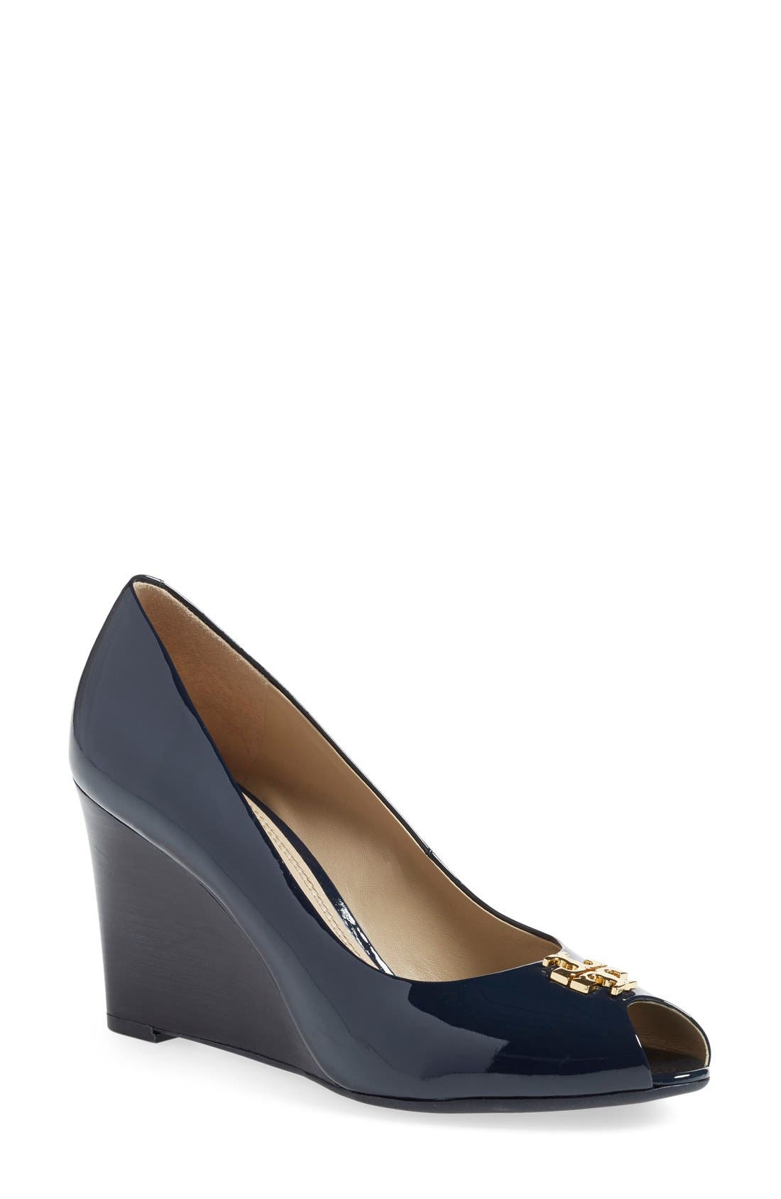 Tory Burch 'Jade' Peep Toe Wedge, Main, color, 