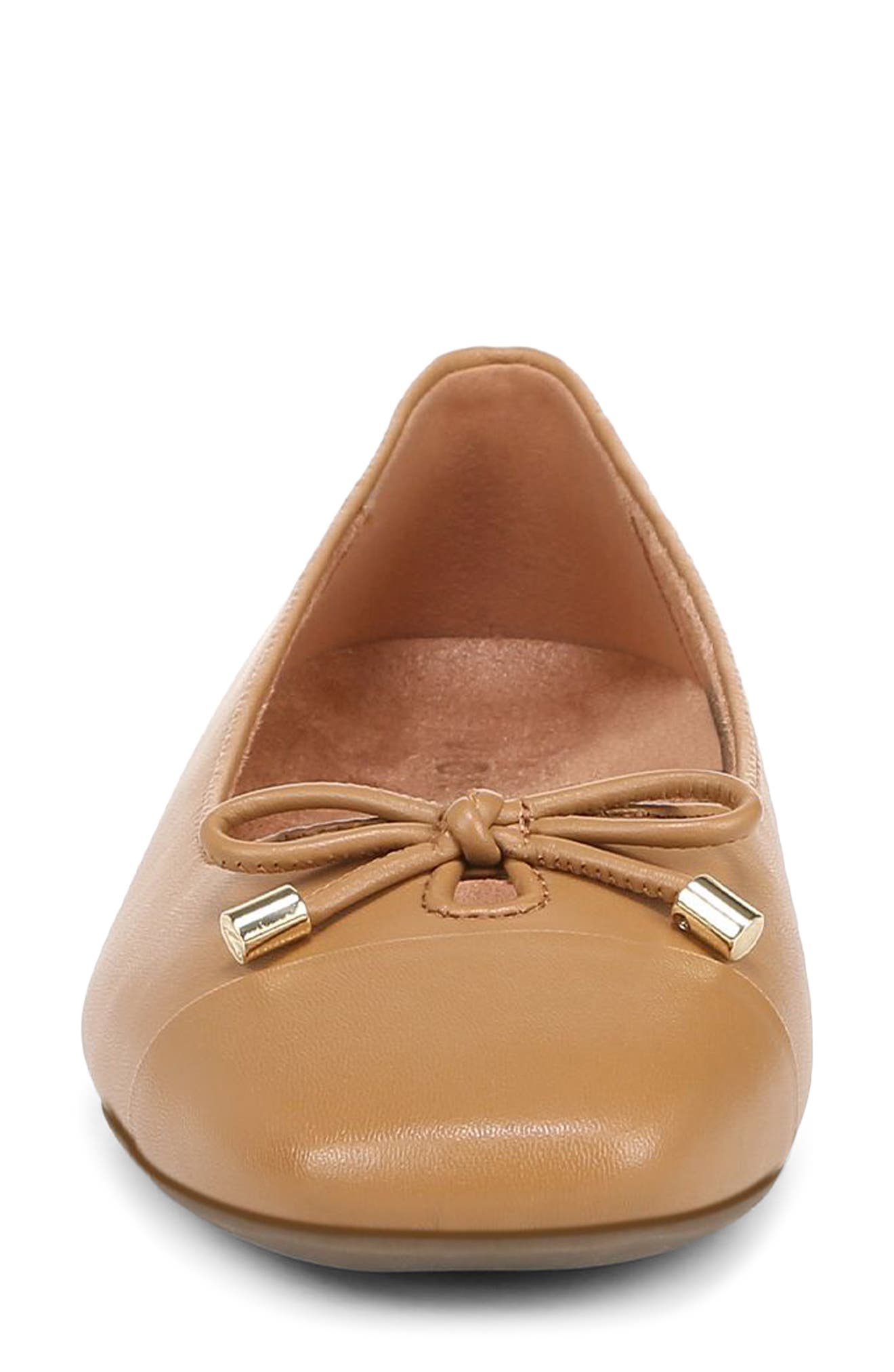 Klara Cap Toe Flat, Alternate, color, CAMEL LEATHER