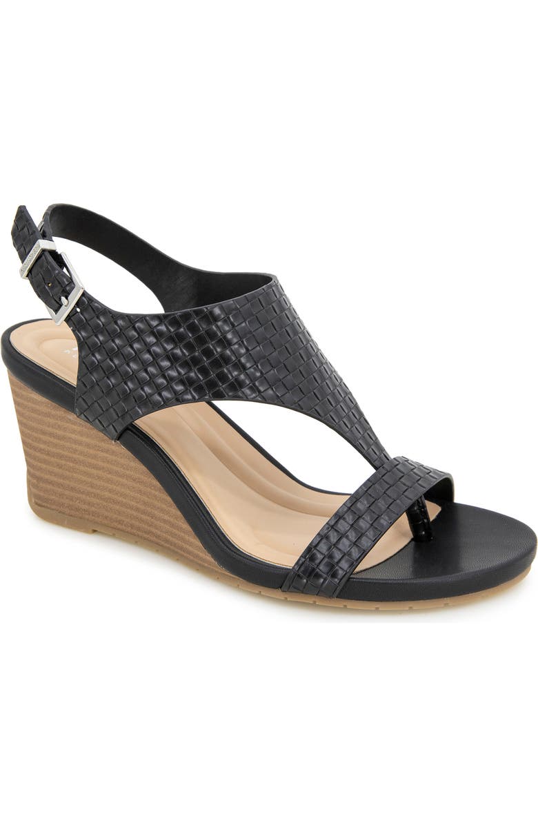Reaction Kenneth Cole Greatly Platform Wedge Sandal, Main, color, Black Woven