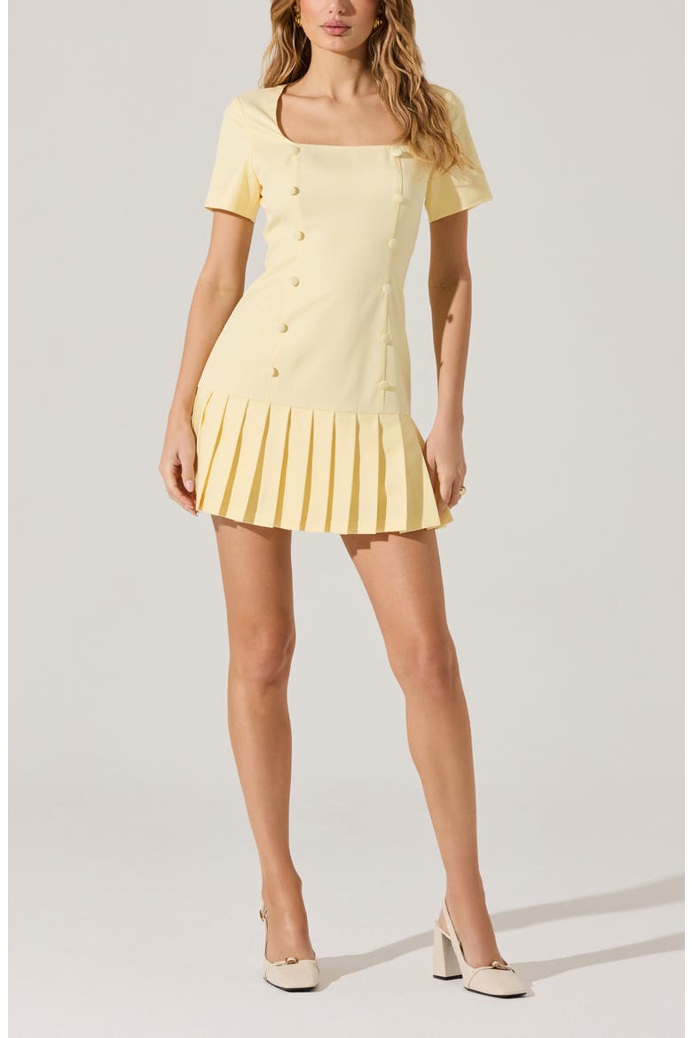 Pleated Minidress, Alternate, color, YELLOW