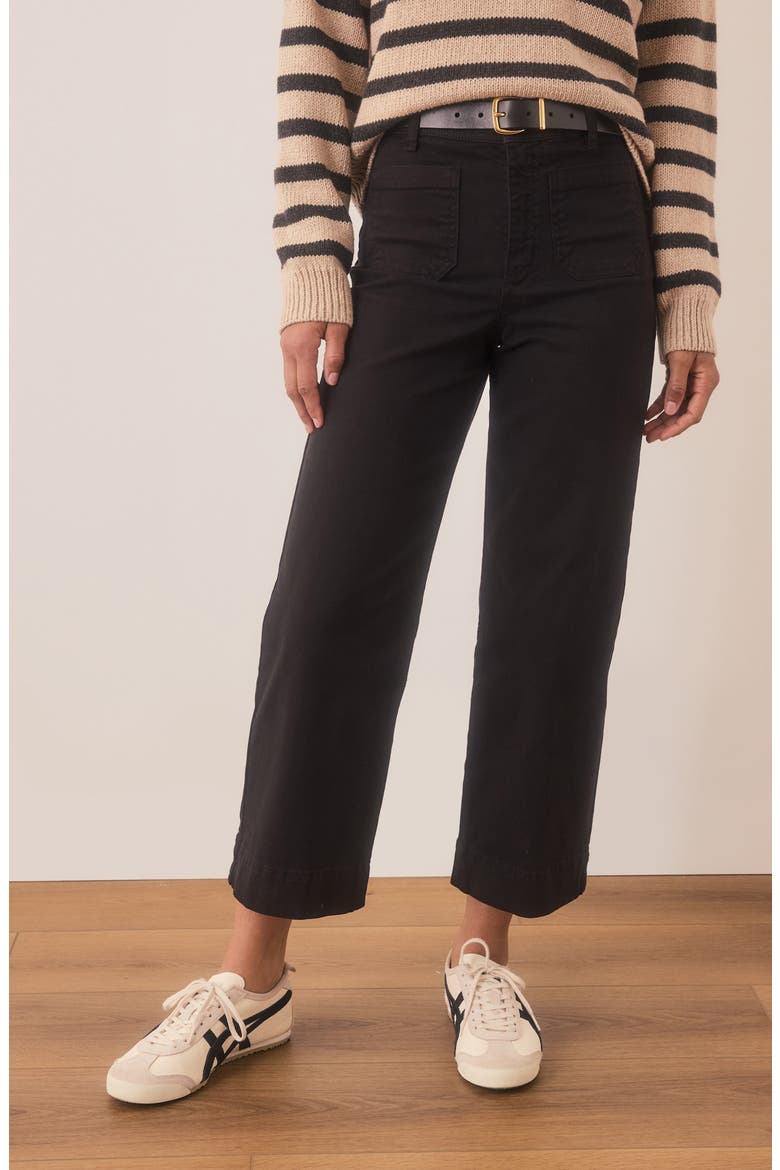 Bridget Cotton High Waist Wide Leg Crop Pants, Alternate, color, FADED BLACK