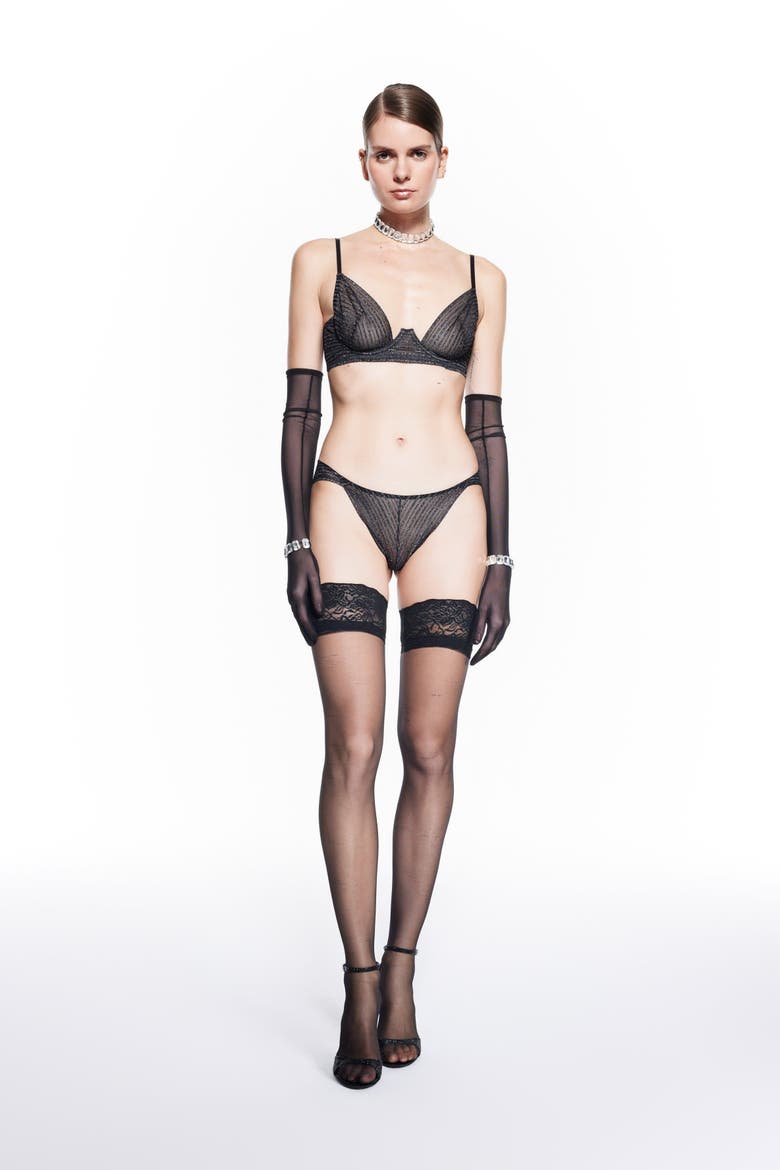 Silvery Bra - Lace Underwire Demi Bra, Alternate, color, Black