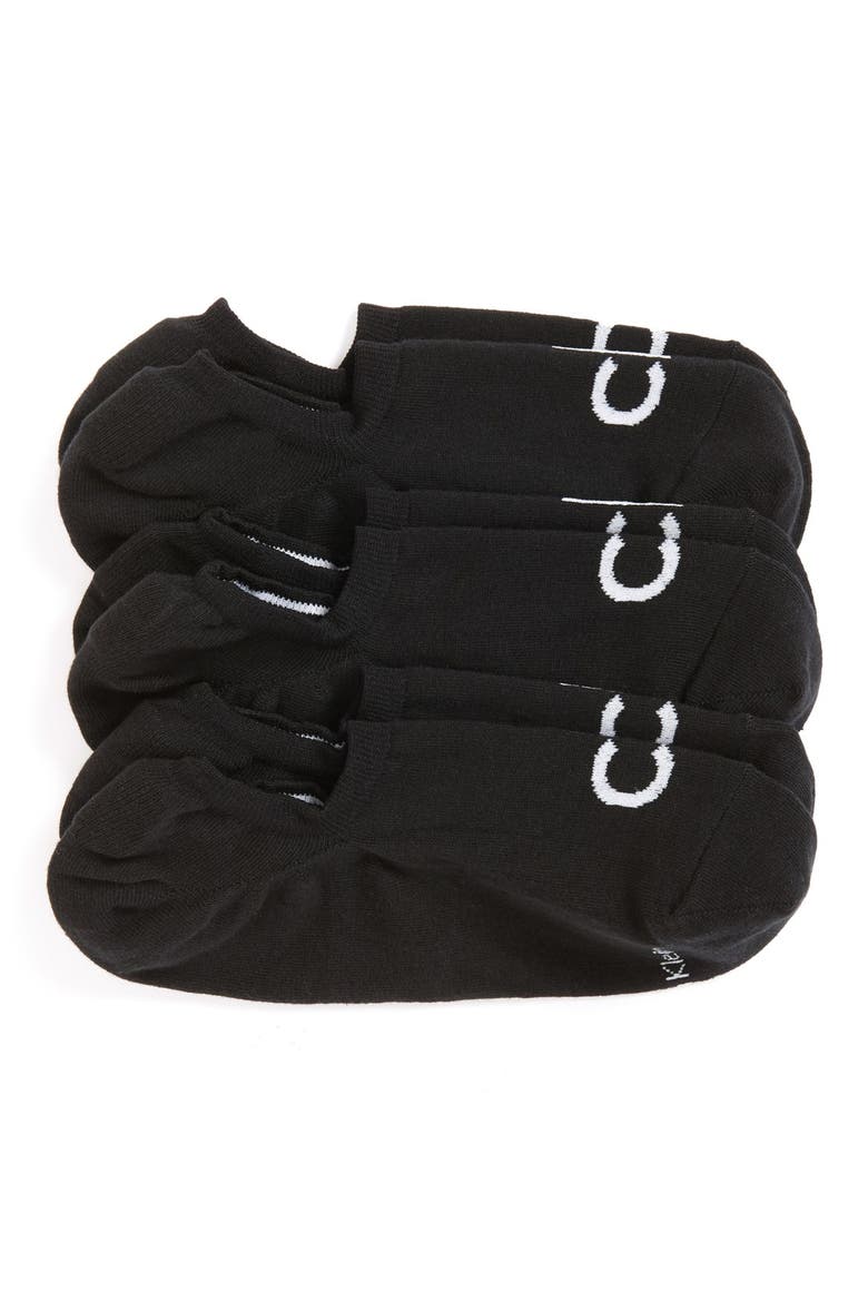 3-Pack No-Show Socks, Main, color, BLACK