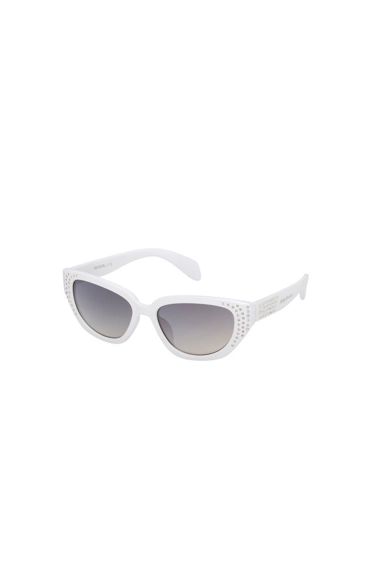 Studded Cat Eye Acetate Sunglasses, Main, color, White / Green Mirror