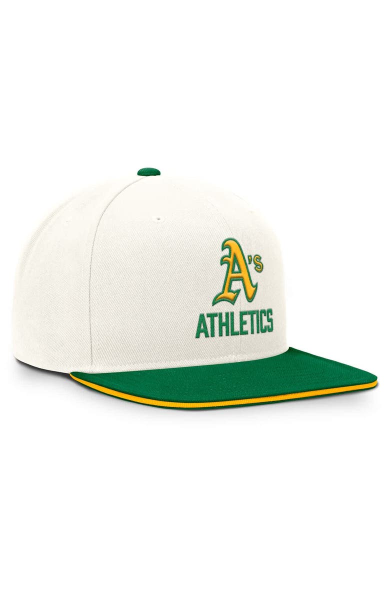 Nike Men's Nike Cream/Green Athletics Cooperstown Pro Dri-FIT Snapback Hat, Alternate, color, Cream