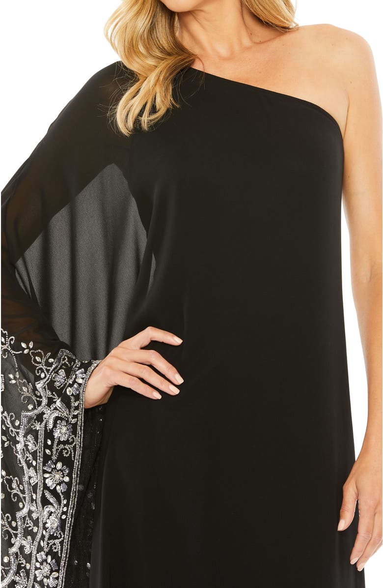 Mac Duggal One Shoulder Embellished Trapeze Gown, Alternate, color, Black Silver