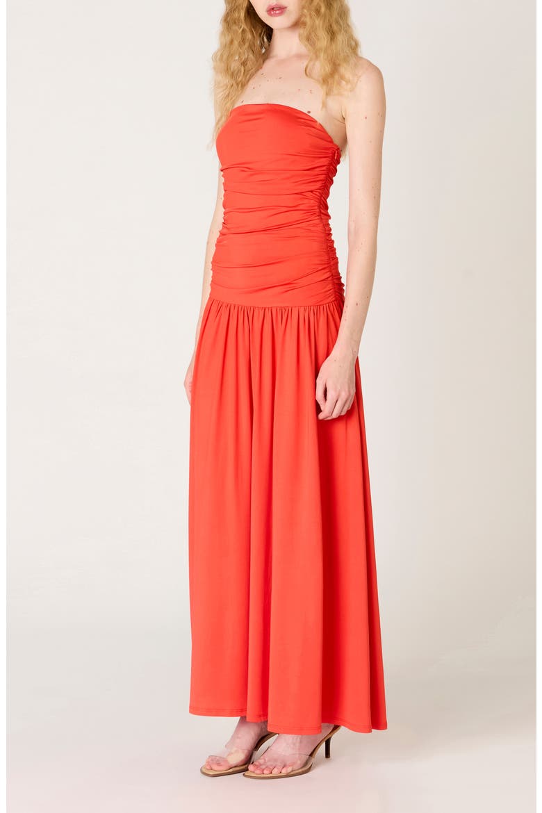 Santal Strapless Jersey Midi Dress, Alternate, color, CORAL