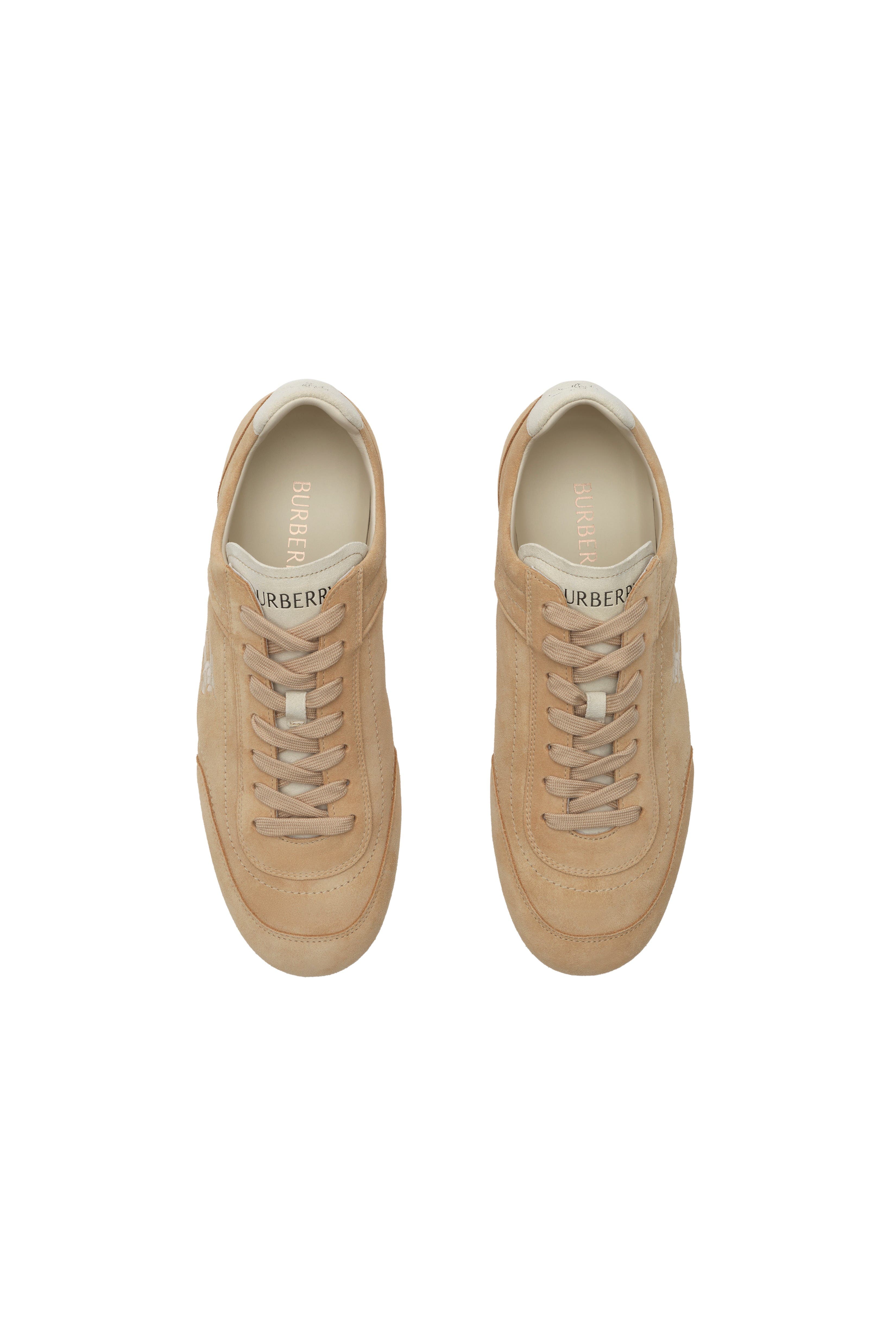 Burberry Suede Knight Runner Sneakers, Alternate, color, Flax/Dove Beige