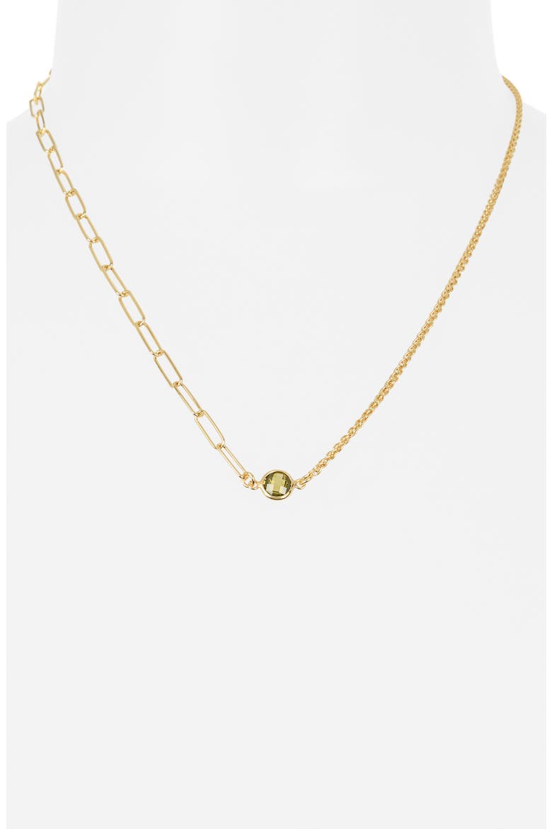 Mix Chain Oval Crystal Necklace, Alternate, color, GOLD/ GREEN