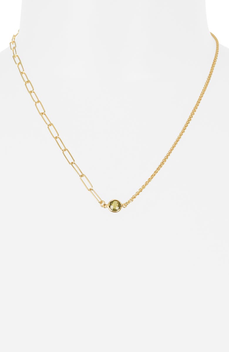 MESHMERISE Mix Chain Oval Crystal Necklace, Alternate, color, Gold/ Green