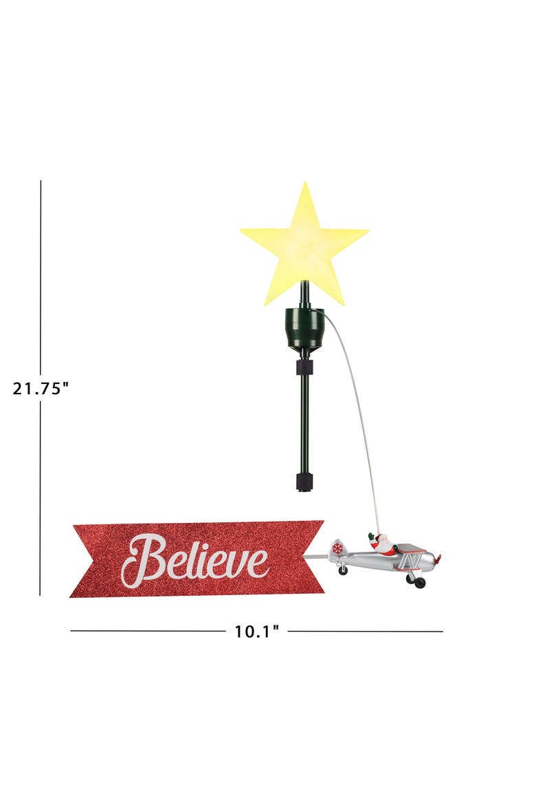 Animated Biplane Tree Topper with Banner - White Santa, Alternate, color, White Santa