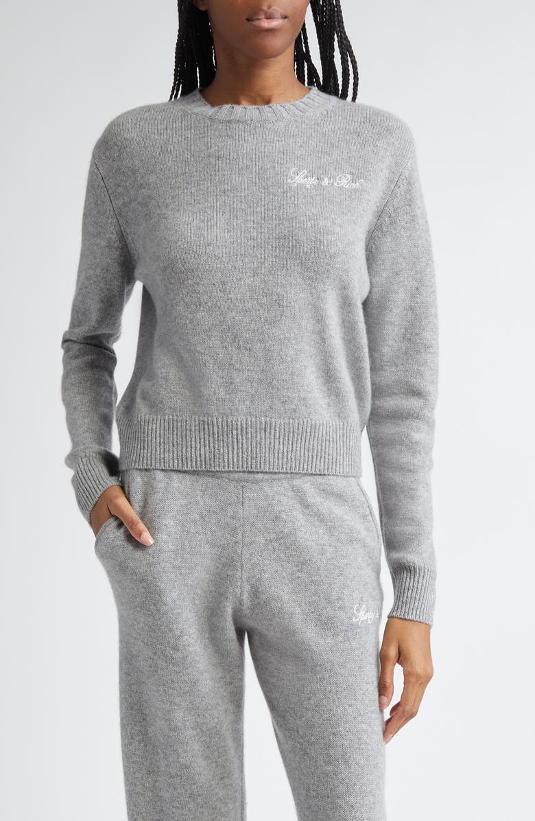 Sporty & Rich Vendome Script Cotton Crewneck Sweater, Main, color,