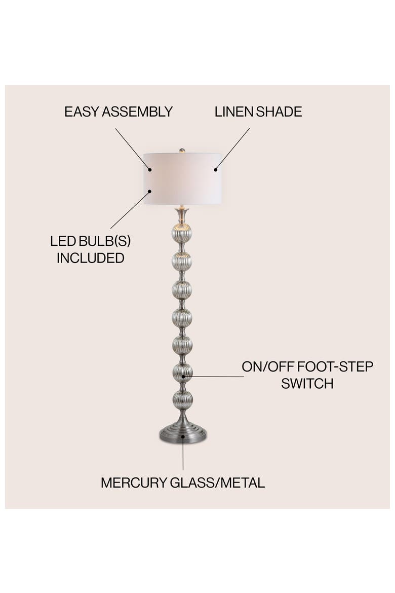 Oslo 60.5" Glass/Metal LED Floor Lamp, Mercury Silver, Alternate, color, Mercury Silver