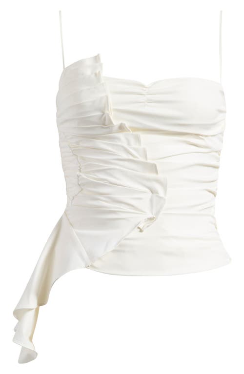 Mistress Rocks Womens White Ruffle-trim Woven Top In White