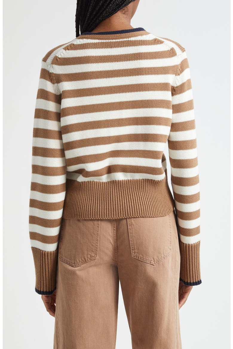 Monae Stripe Cotton Cardigan, Alternate, color, DARK ACORN DOVE