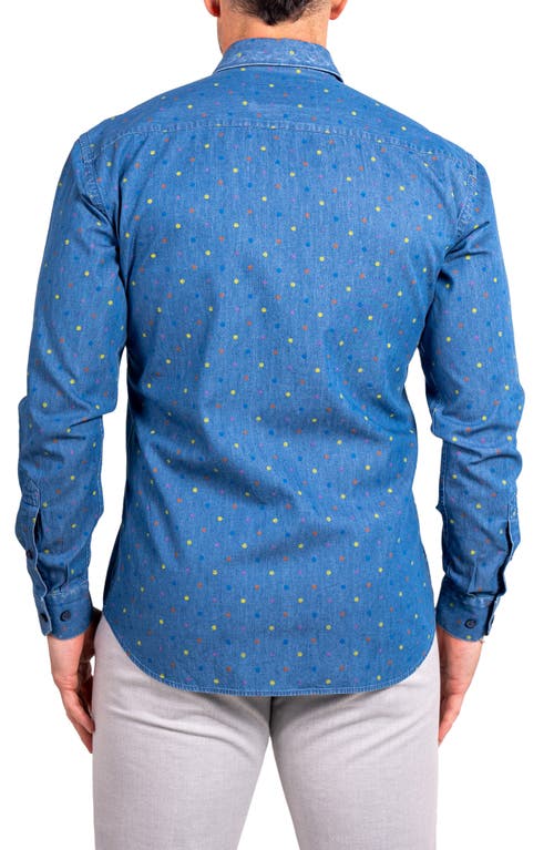 Maceoo Engineered Ascension0092 Blue Dot Print Cotton Button-up Shirt In Blue