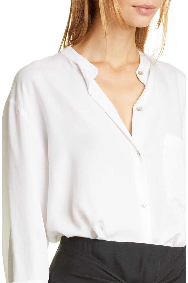 Relaxed Band Collar Blouse, Alternate, color, OFF WHITE